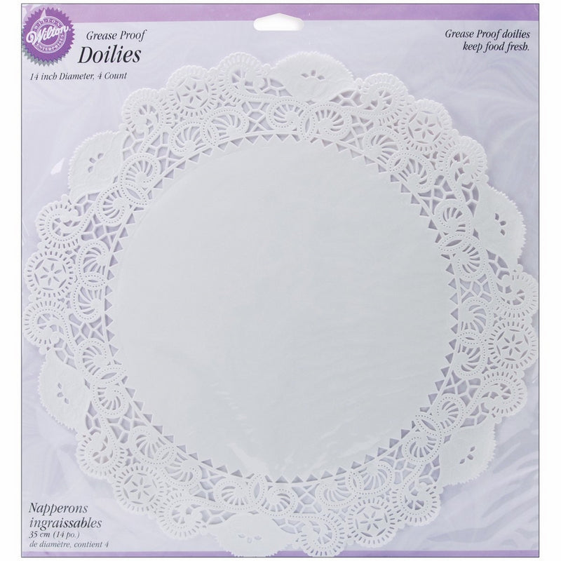 Wilton 369572 Greaseproof Doilies, 14-Inch, White Circle, 4-Pack