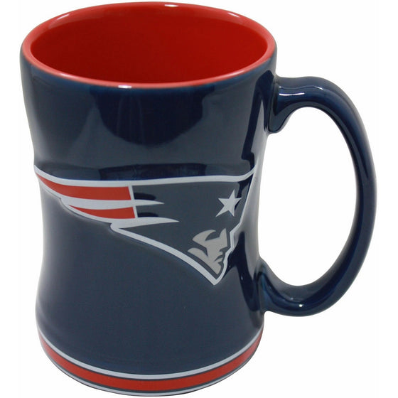 Boelter NFL Sculpted Coffee Mug, 15 Ounces, New England Patriots