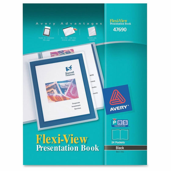 Avery Flexi-View Presentation Book, Black, 24 Page Book (47690)