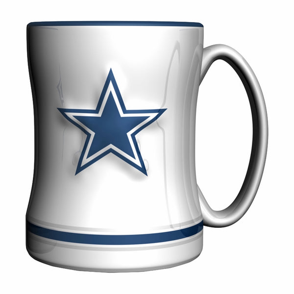 Boelter Brands NFL Dallas Cowboys Sculpted Relief Mug Alternate Color, 14-ounce, White