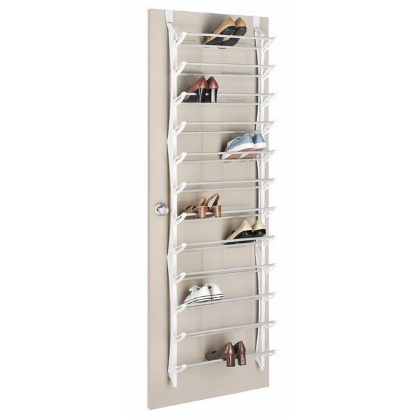 Whitmor Over The Door Shoe Rack - 36 Pair - Fold Up Non Slip Bars