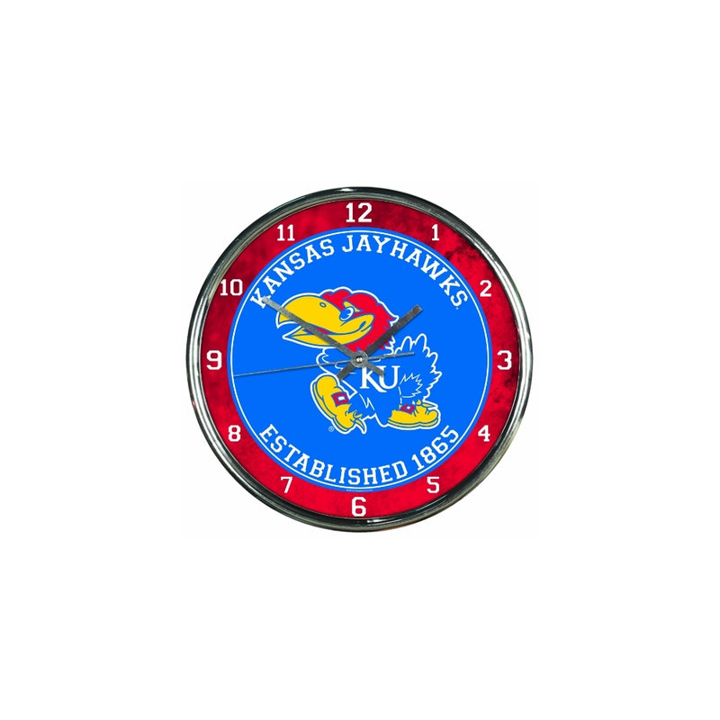 NCAA Kansas Jayhawks Chrome Clock, 12" x 12"