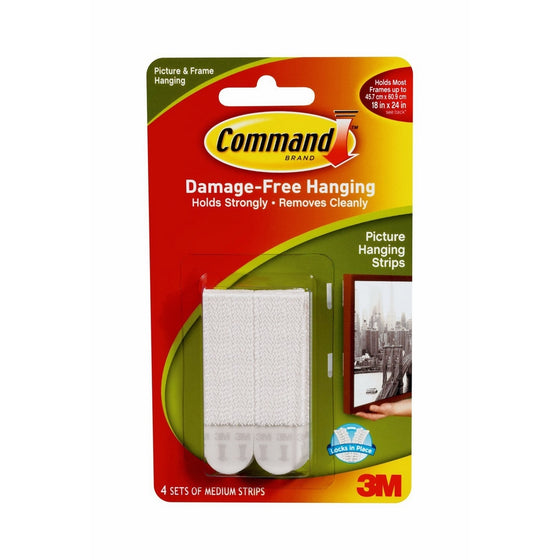 Command Picture Hanging Strips, Medium, White, 4-Pairs (17201-4PK-ES)