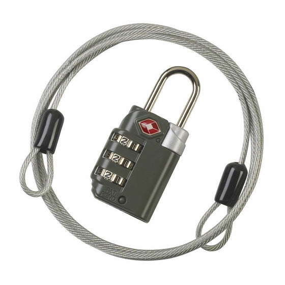 Lewis N. Clark TSA-Approved 3-Dial Combination Lock With 48in Steel Cable, Grey, One Size