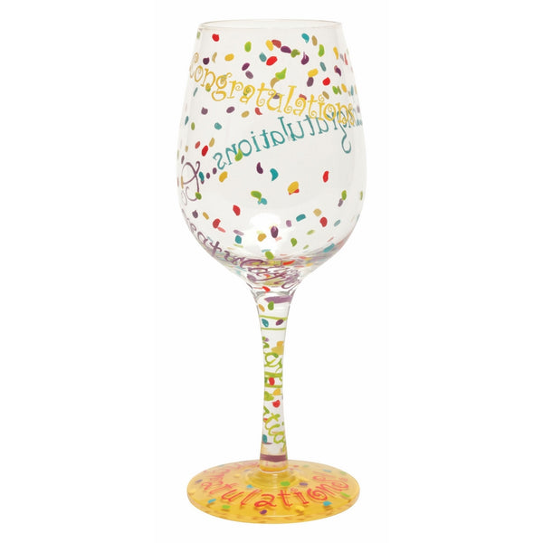 Designs by Lolita “Congratulations” Hand-painted Artisan Wine Glass, 15 oz.