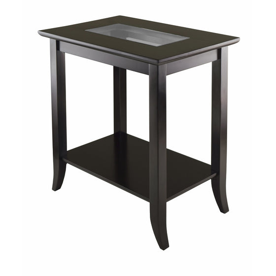 Winsome Genoa Rectangular End Table with Glass Top And Shelf