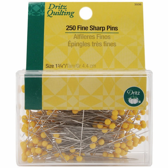 Dritz Quilting 3006 Fine Sharp Pins, 1-3/4-Inch Steel, 250 Count