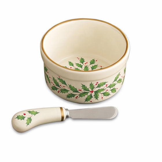 Lenox Holiday Dip Bowl with Spreader