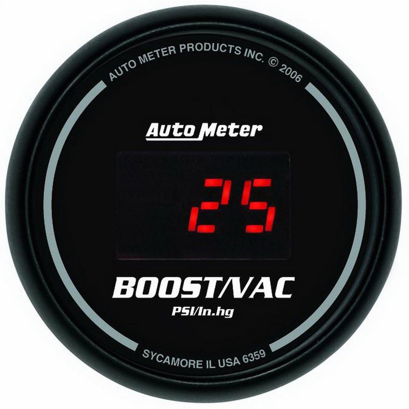 Auto Meter 6359 Sport Comp Digital 2-1/16" 30 In Hg.-Vac./30 PSI Digital Vacuum/Boost Gauge