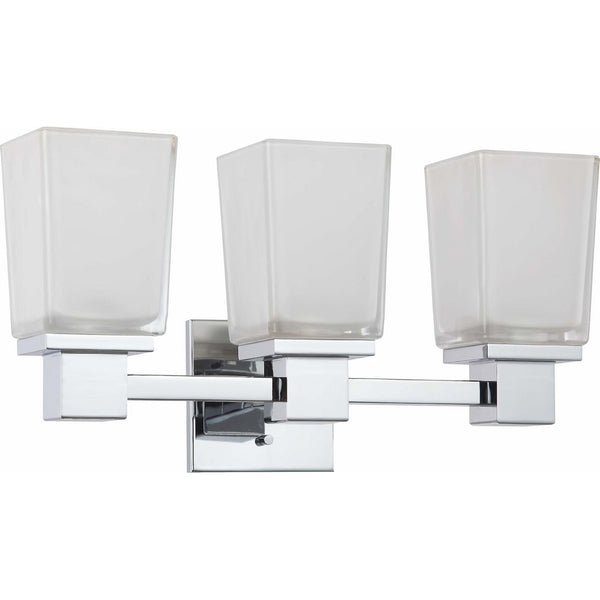 Nuvo Lighting 60/4003 Three Light Parker Vanity with Sandstone Etched Glass, CUL Damp Location, Polished Chrome