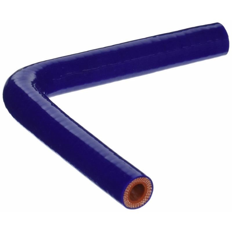 HPS HTSEC90-038-BLUE Silicone High Temperature 4-ply Reinforced 90 degree Elbow Coupler Hose, 100 PSI Maximum Pressure, 4" Leg Length on each side, 3/8" ID, Blue