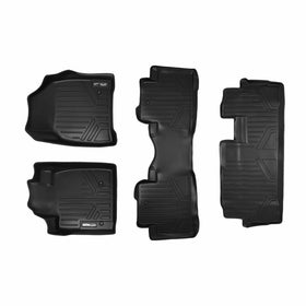 SMARTLINER Floor Mats 3 Row Liner Set Black for 2009-2015 Honda Pilot