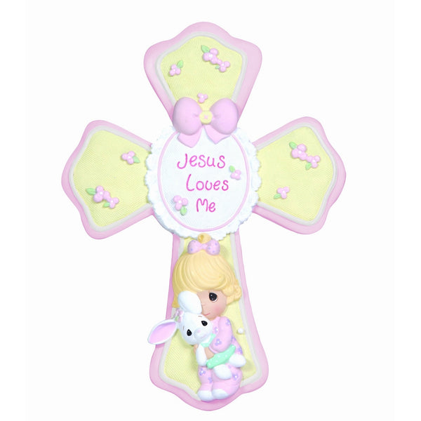 Precious Moments, Jesus Loves Me, Girl Resin Cross With Stand, 132402