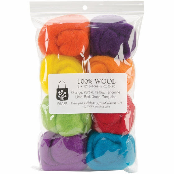 Wistyria Editions Wool Roving 12in.25 Ounce 8/Pkg Fiesta