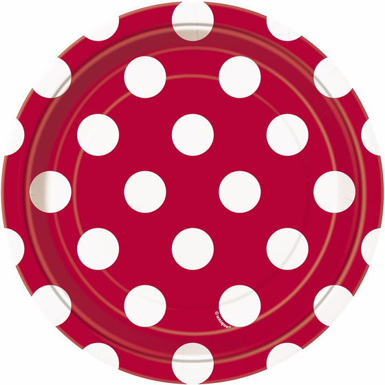 Red Polka Dot Paper Cake Plates, 8ct