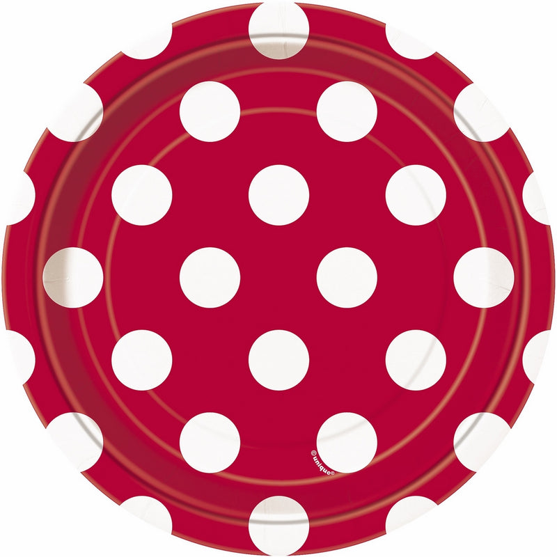 Red Polka Dot Paper Cake Plates, 8ct