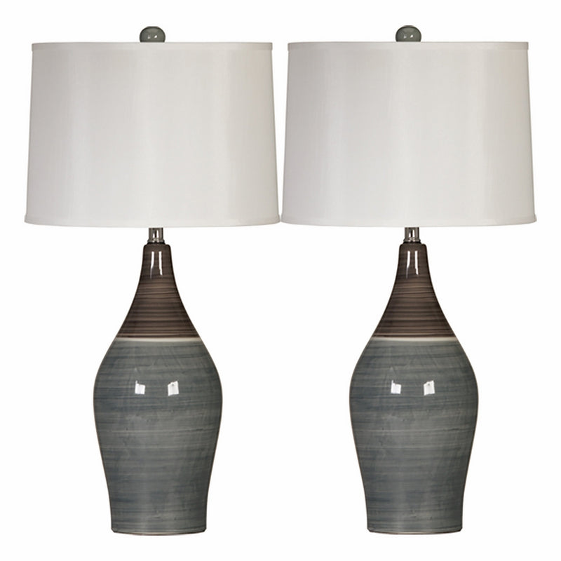 Ashley Furniture Signature Design - Niobe Ceramic Table Lamp - Set of 2 - Multicolored/Gray
