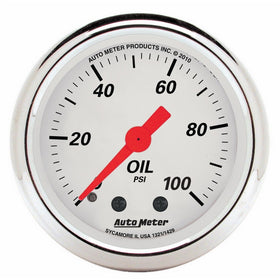 Auto Meter 1321 Arctic White Mechanical Oil Pressure Gauge
