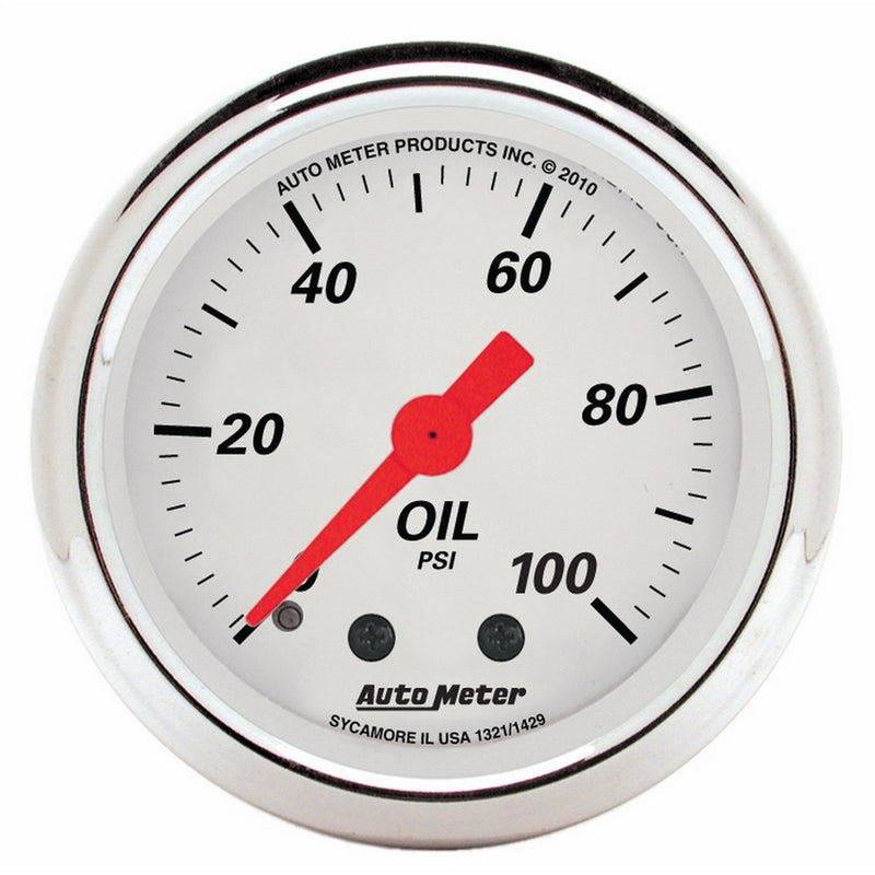 Auto Meter 1321 Arctic White Mechanical Oil Pressure Gauge