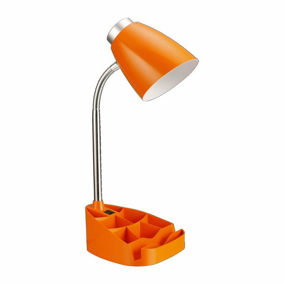 Limelights LD1002-ORG Gooseneck Organizer Desk Lamp with iPad Tablet Stand Book Holder, 7.5" x 6.6" x 17.25", Orange