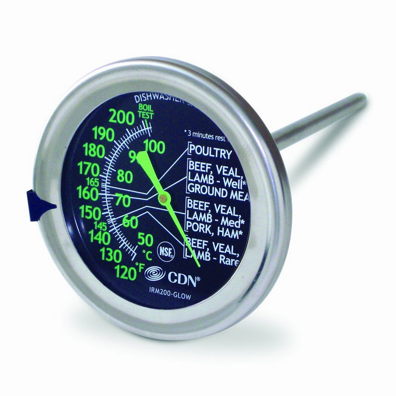 CDN IRM200-GLOW - ProAccurate Meat/Poultry Oven Thermometer-Extra Large Glow-in-the-Dark Dial-NSF Certified