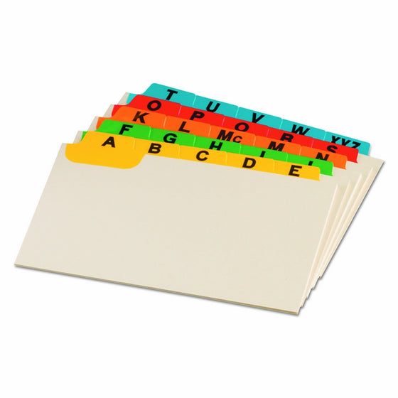 Oxford Index Card Guides with Laminated Tabs, Alphabetical, A-Z, Assorted Colors, 4" x 6" Size, 25 Guides per Set (4635)