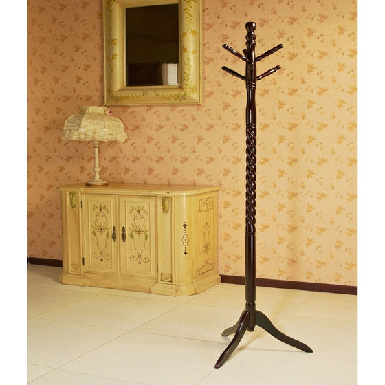 Frenchi Furniture Swivel Coat Rack Stand in Cherry Finish