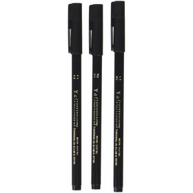 Yasutomo Y and C Non-Toxic Water Based Calligraphy Marker, Assorted Mini-Chisel Tip, Black, Pack of 3