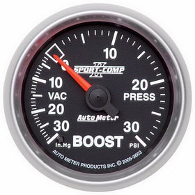 Auto Meter 3603 Sport-Comp II 2-1/16" 30 in. Hg/30 PSI Mechanical Vacuum/Boost Gauge