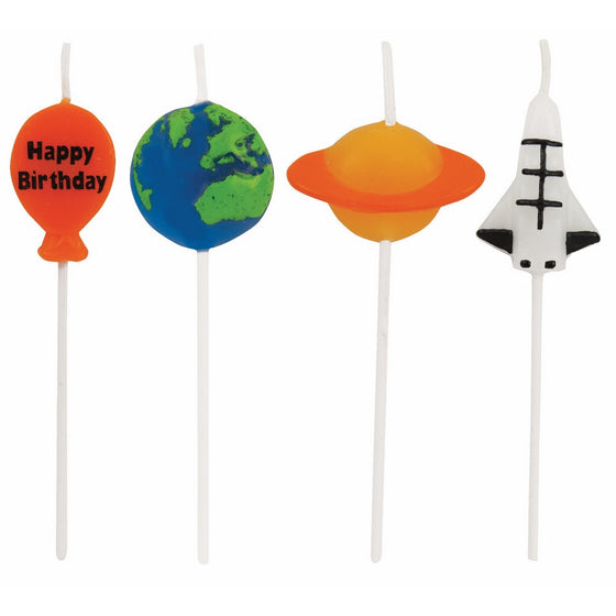 Creative Converting 4Count Molded Pick Sets Birthday Cake Candles, Multicolor