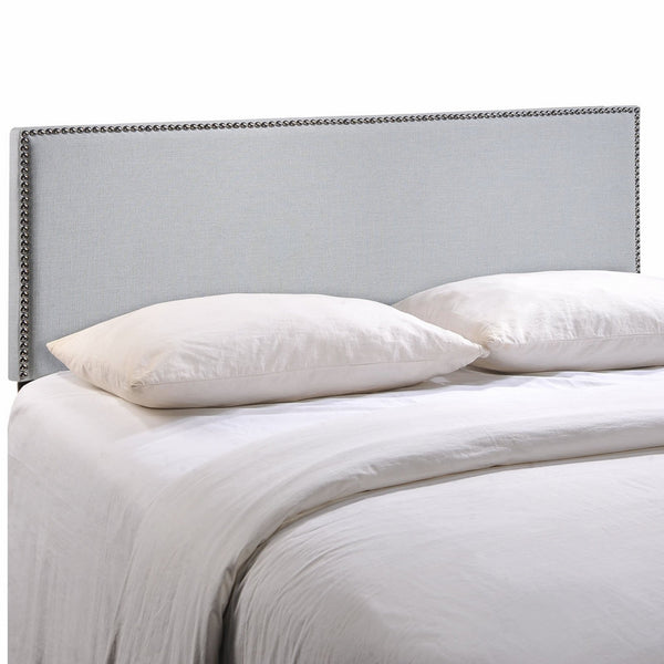 Modway Region King Nailhead Upholstered Headboard in Sky Gray