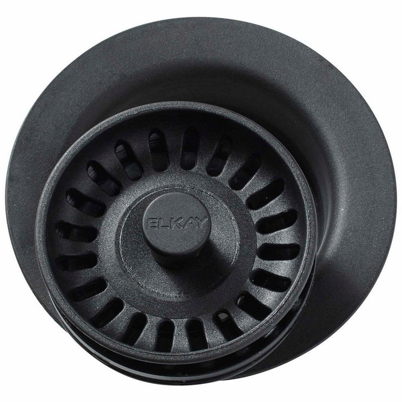 Elkay LKQD35BK Black Polymer Disposer Flange with Removable Basket Strainer and Rubber Stopper