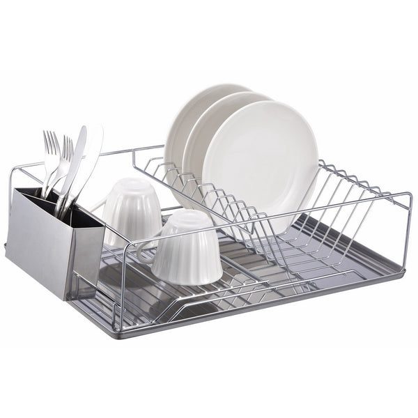 Home Basics Chrome Dish Rack with Stainless Steel Tray