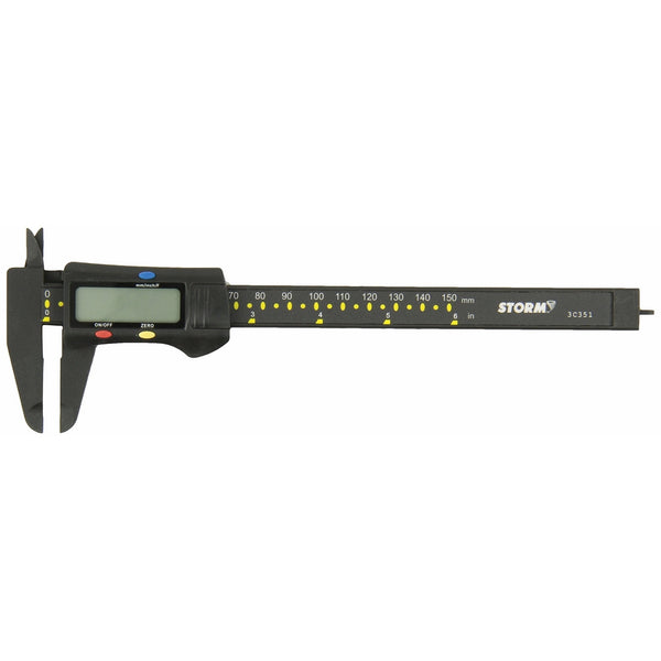 Central Tools 3C351 Carbon Fiber Digital Caliper with Fractional Display