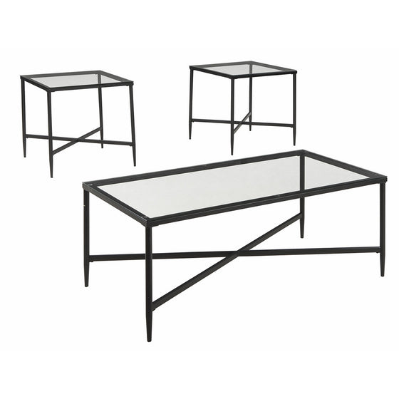 Ashley Furniture Signature Design - Augeron Contemporary 3-Piece Table Set - Includes Cocktail Table & 2 End Tables - Black