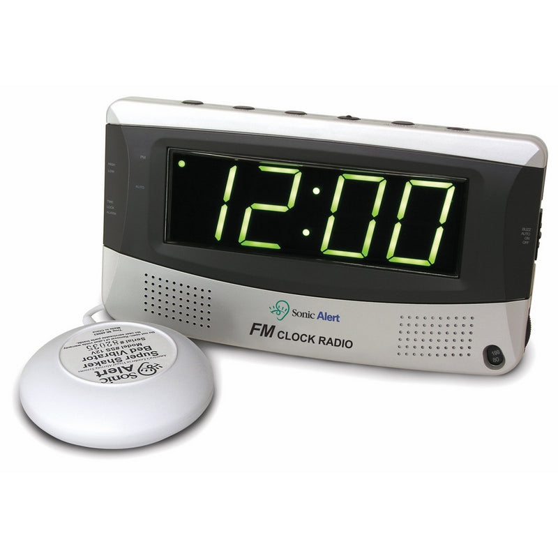 Sonic Alert SBR350ss Sonic Boom Vibrating Alarm Clock FM Radio