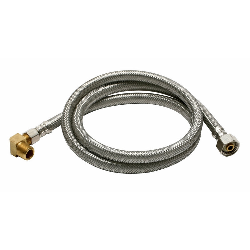 Fluidmaster B1W60 Dishwasher Connector With 1/2-Inch Elbow Fitting, Braided Stainless Steel - 3/8 Female Compression Thread x 1/2 F.I.P. Thread, 5 Ft. (60-Inch) Length