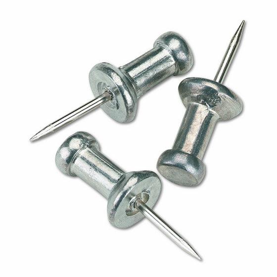 GEM CPAL3 Aluminum Head Push Pins, Aluminum, Silver, 3/8" (Box of 100)