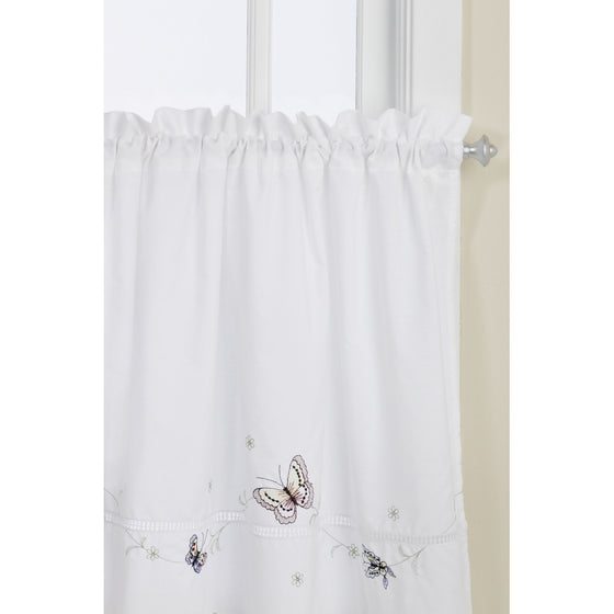 Lorraine Home Fashions Monarch Tier Curtain Pair, 58 by 24-Inch, White