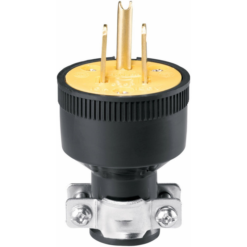 Eaton 1709-SP-L Thermoplastic Straight Body Rubber Plug with 15-Amp, 125-Volt, 5-15-NEMA Rating, Black