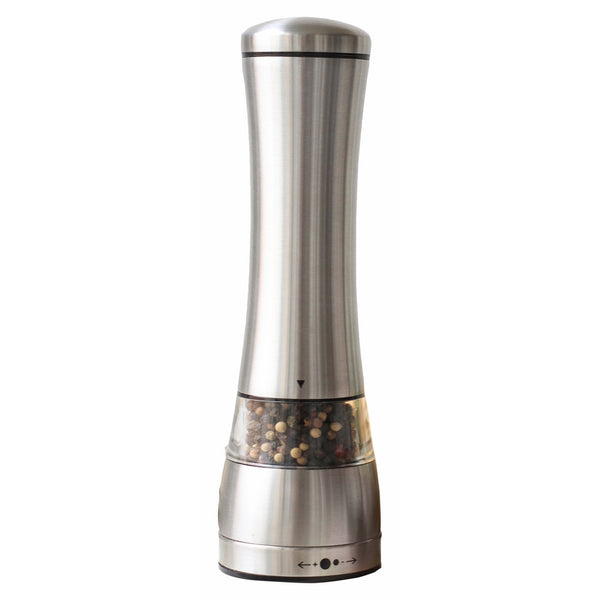 Sage Kitchenware Stainless Steel Black Pepper or Salt Mill Strong Ceramic Grinder Mechanism, 8.5" L