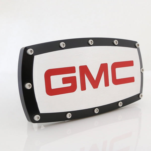GMC in Red Black Trim Billet Aluminum Tow Hitch Cover