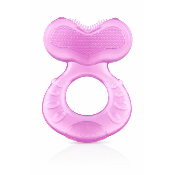 Nuby Silicone Teethe-eez Teether with Bristles, Includes Hygienic Case, Pink