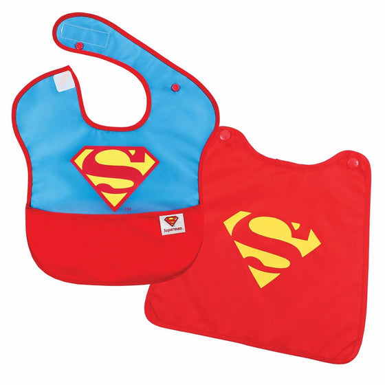 Bumkins Baby Bib, DC Comics Waterproof SuperBib with Cape, Superman (6-24 Months)