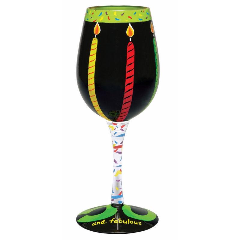 Lolita 50 and Fabulous Birthday Painted Wine Glass Gift