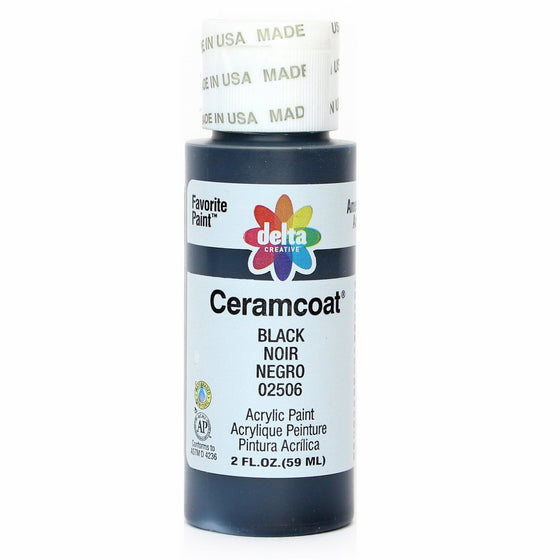 Delta Creative Ceramcoat Acrylic Paint in Assorted Colors (2 oz), 2506, Black