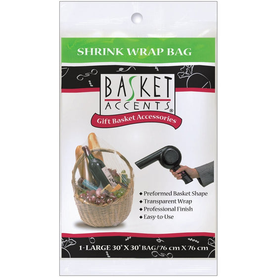 Basket Accents Shrink Wrap Bag Large 30"X30" 1/Pkg-Clear
