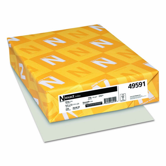 Exact Index Cardstock, 8.5" x 11", 110 lb/199 gsm, Gray, 250 Sheets (49591)