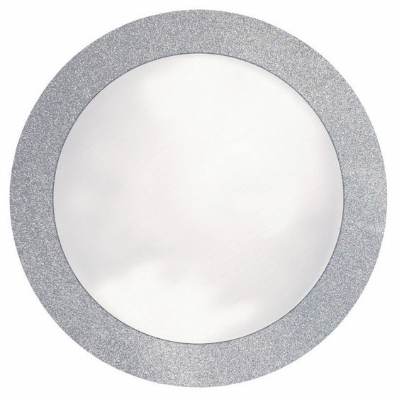 Creative Converting Glitz Silver Round Paper Placemats with 2" Glitter Border, 8 Count