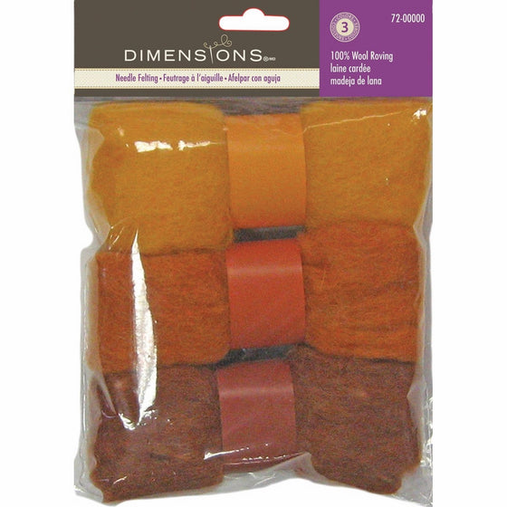 Dimensions Needlecraft 3-Pack Wool Roving, Gold Rust Trio